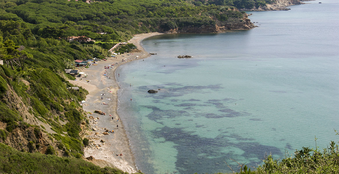 Spiagge dell'isola d'Elba_Norsi_spiaggia vista dall'alto della spiaggia di Acuarilli