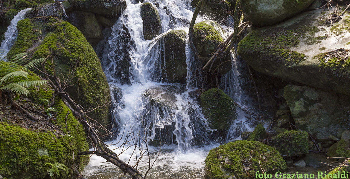 grande quantità d'acqua che s'infrange su massi granito all'isola d'Elba